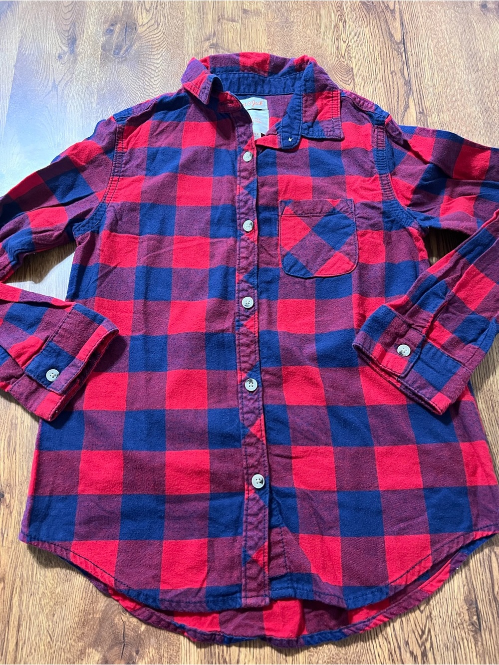 Cat & Jack Boys Red and Blue Plaid Flannel Shirt Size L (10/12)